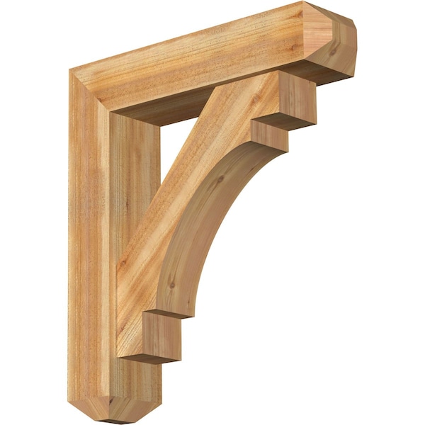 Ekena Millwork Merced Craftsman Rough Sawn Bracket w/ Offset Brace, Western Red Cedar, 8"W x 34"D x 38"H BKT0806X34X38MRC04RWR - main